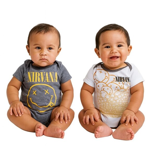 0-3 Months Nirvana Band Baby ONE PIECE T Shirt Tee One Piece Tops Gray White - Picture 1 of 11